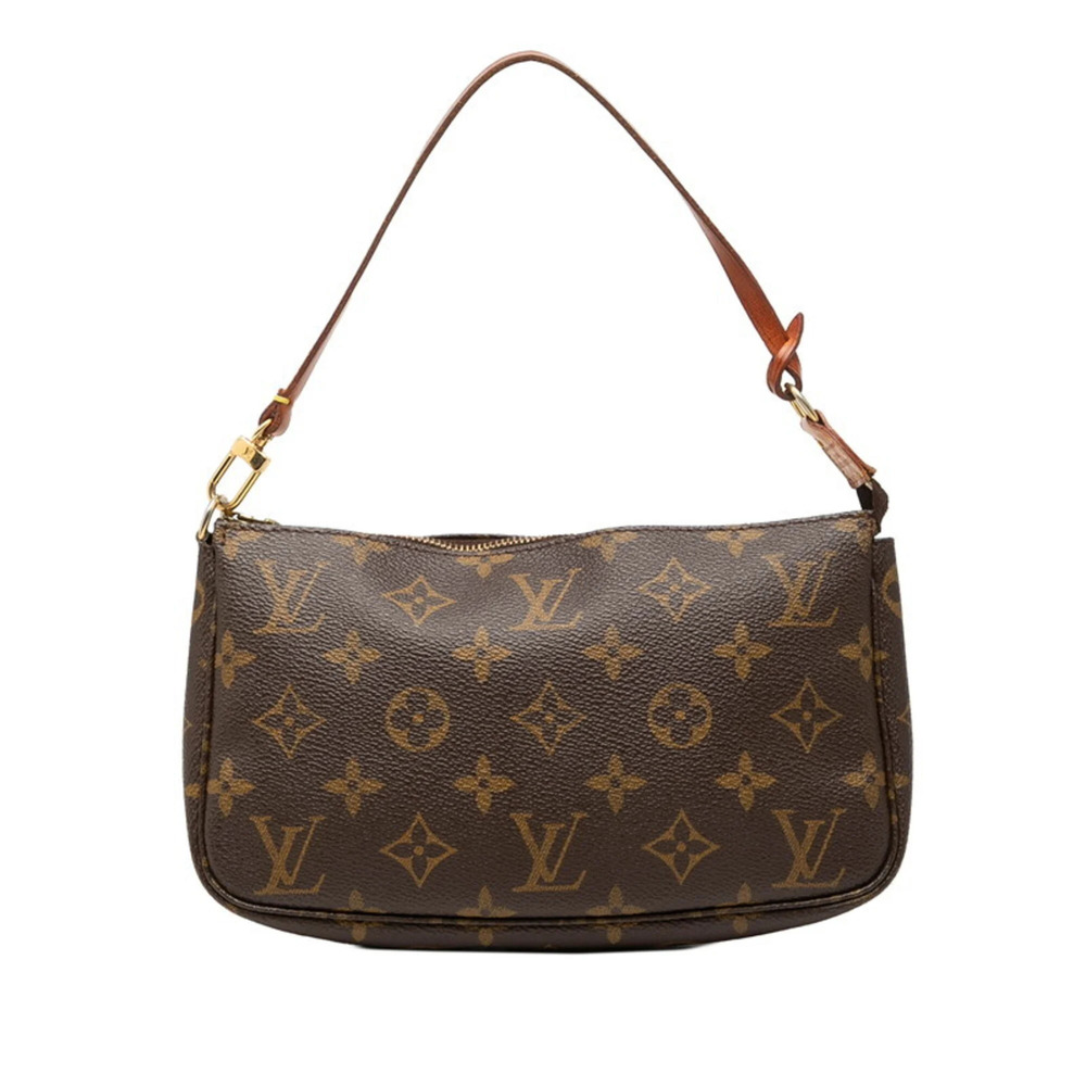 LOUIS VUITTON Brown Monogram Leather Pochette Mini Bag